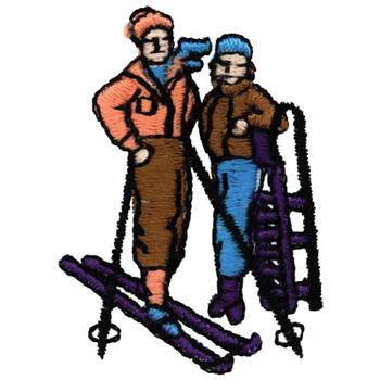 Skiers Machine Embroidery Design