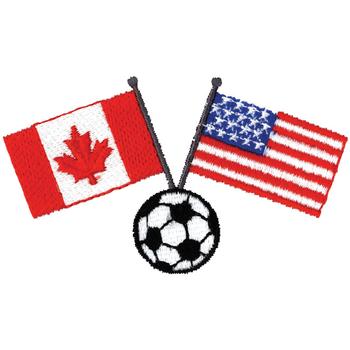 Canada, Usa & Soccer Ball Flag Machine Embroidery Design