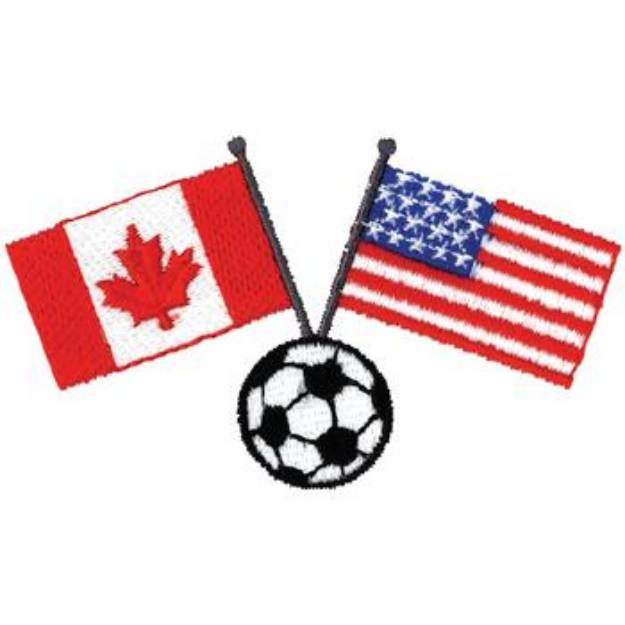 Picture of Canada, Usa & Soccer Ball Flag Machine Embroidery Design