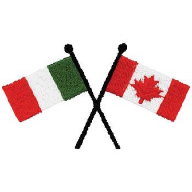 Picture of Italian And Canadian Flags Machine Embroidery Design