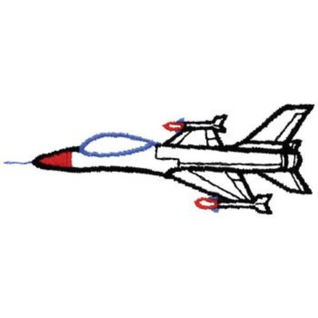 Picture of Jet Fighter Outline Machine Embroidery Design
