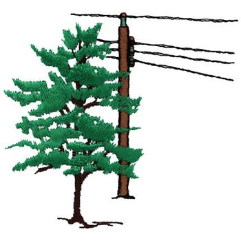 Power Lines And Tree Machine Embroidery Design