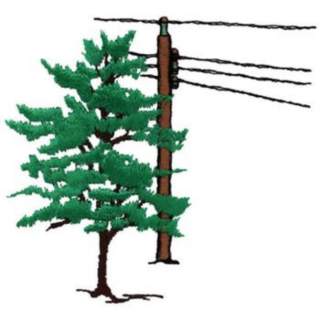 Picture of Power Lines And Tree Machine Embroidery Design