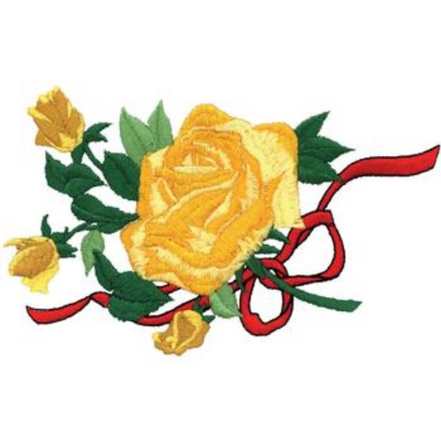 Picture of Rose With Ribbon Machine Embroidery Design