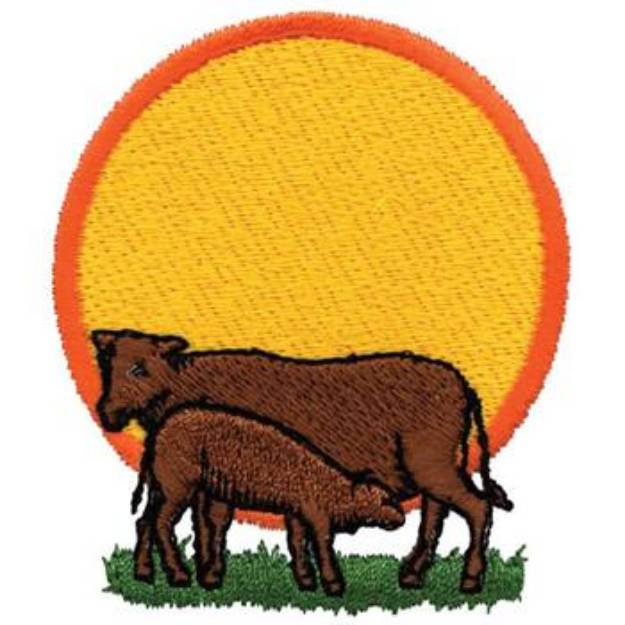 Picture of Cow And Calf Machine Embroidery Design