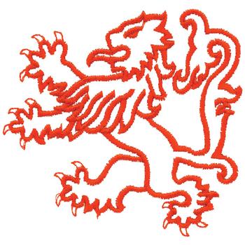 Heraldic Lion Outline Machine Embroidery Design