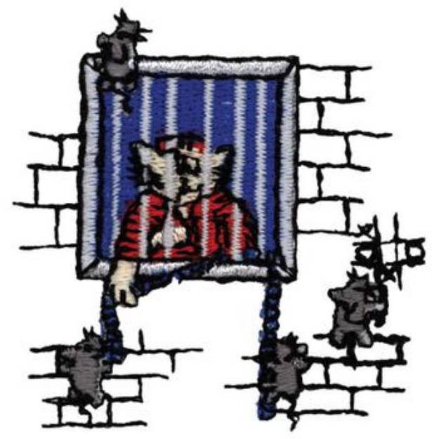 Picture of Cat In Jail Machine Embroidery Design
