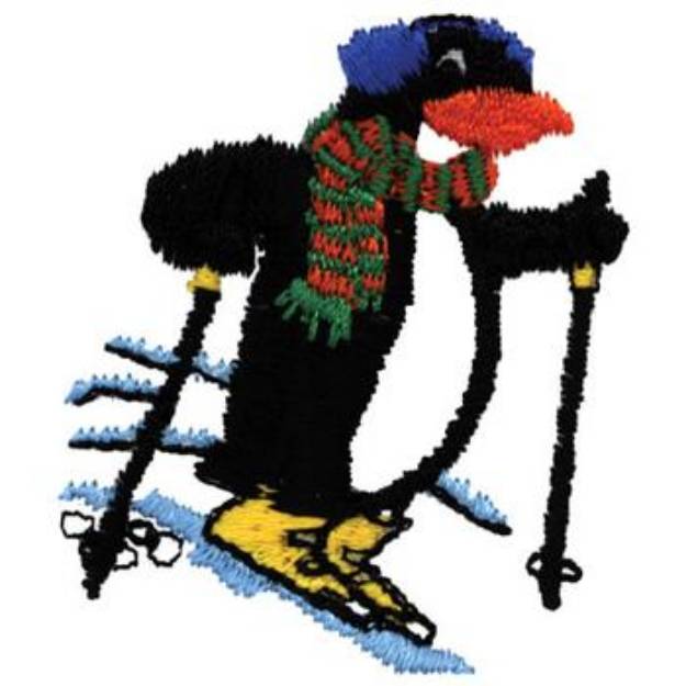 Picture of Penguin Skiing Machine Embroidery Design
