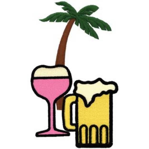 Picture of Drinks And Palm Tree Machine Embroidery Design
