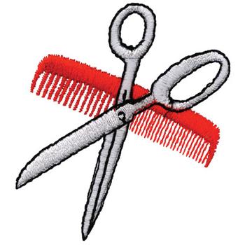 Scissors And Comb Machine Embroidery Design
