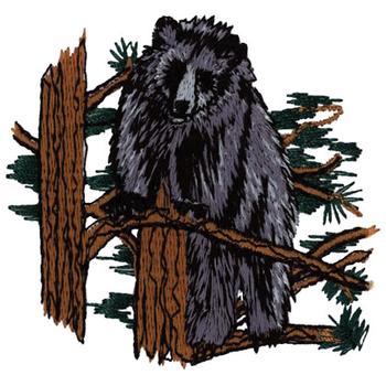 Bear In Tree Machine Embroidery Design