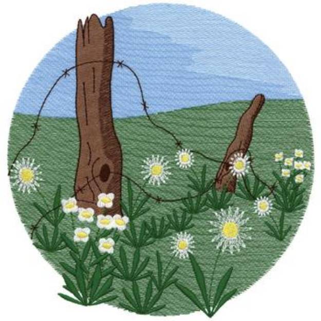 Picture of Fence Post With Flowers Machine Embroidery Design