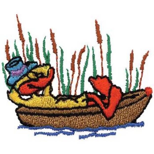 Picture of Duck Sleeping In Boat Machine Embroidery Design