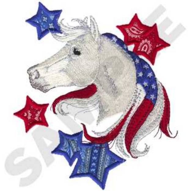 Picture of Patriotic Horse Applique Machine Embroidery Design