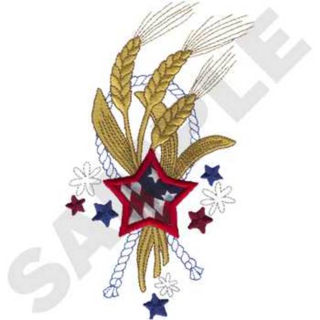 Picture of Patriotic Wheat Applique Machine Embroidery Design