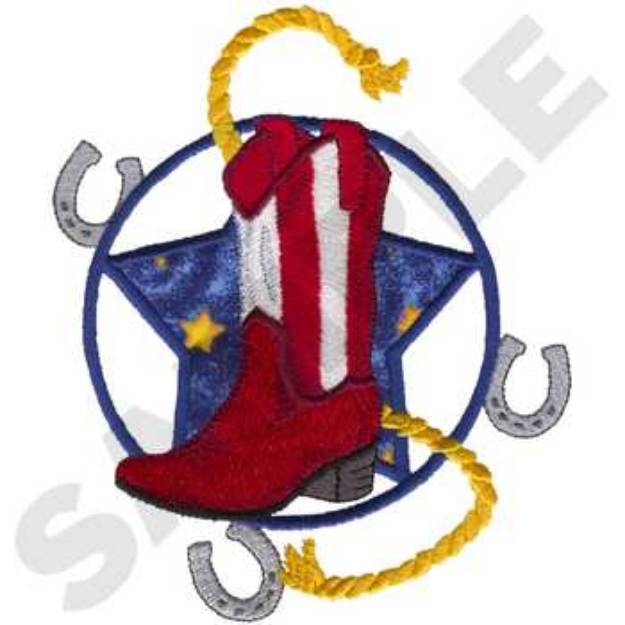 Picture of Patriotic Boot Applique Machine Embroidery Design