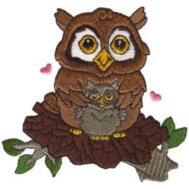 Picture of Mom And Baby Owl Machine Embroidery Design