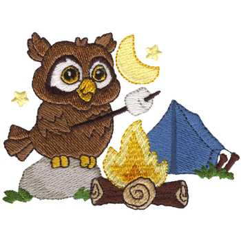 Camping Owl Machine Embroidery Design