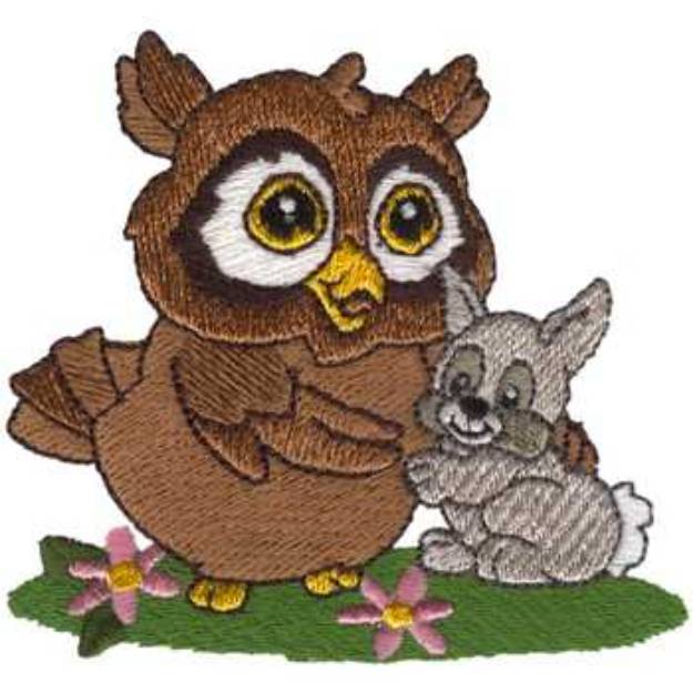 Picture of Owl And Bunny Machine Embroidery Design