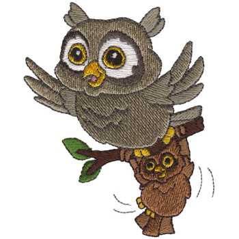 Playing Owls Machine Embroidery Design
