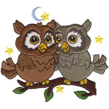 Owl Couple Machine Embroidery Design