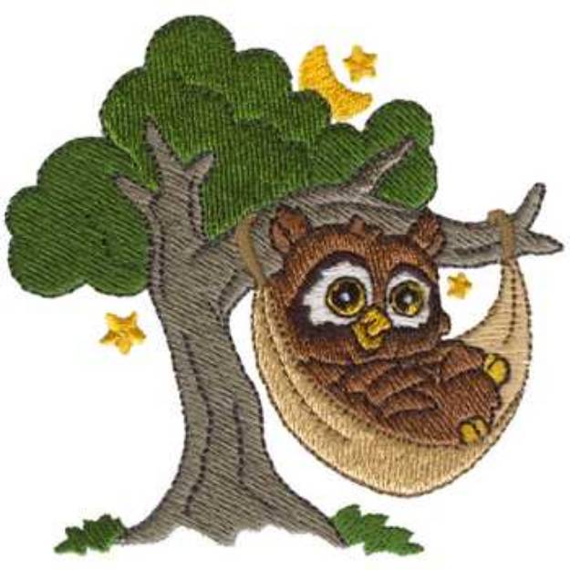 Picture of Owl In A Hammock Machine Embroidery Design