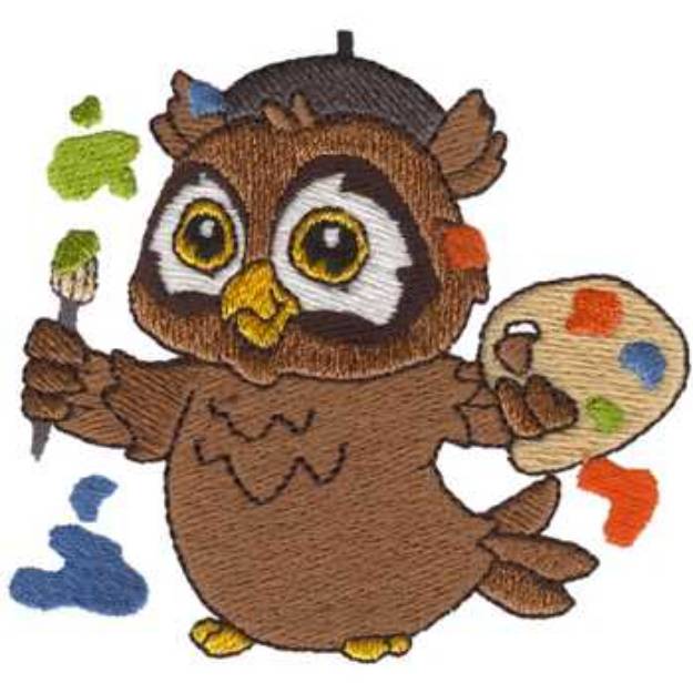 Picture of Artist Owl Machine Embroidery Design