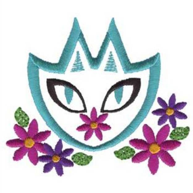 Picture of Cat And Flowers Accent Machine Embroidery Design