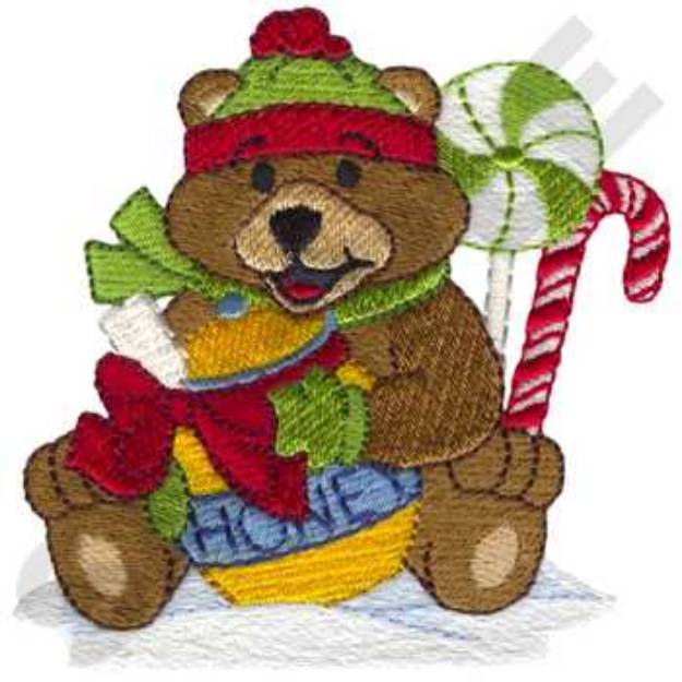 Picture of Bear W/treats Machine Embroidery Design