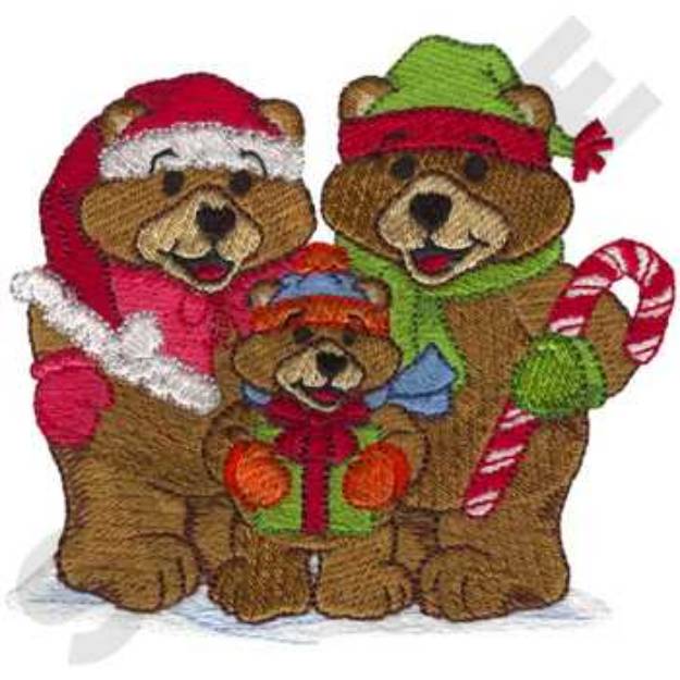 Picture of Bear Family Machine Embroidery Design