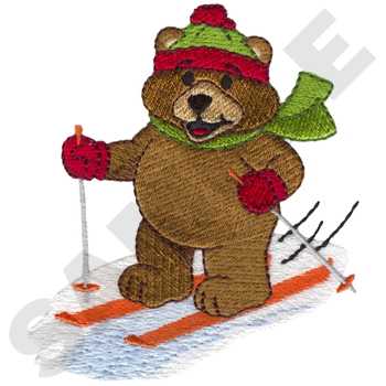 Skiing Bear Machine Embroidery Design