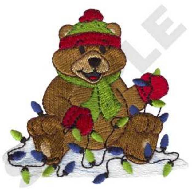 Picture of Bear And Xmas Lights Machine Embroidery Design