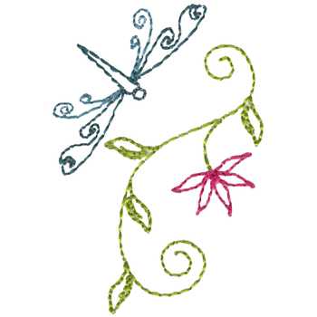 Vine And Dragonfly Machine Embroidery Design