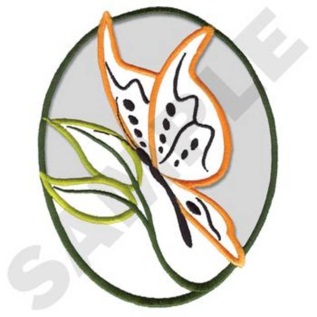 Picture of Butterfly In Oval Machine Embroidery Design
