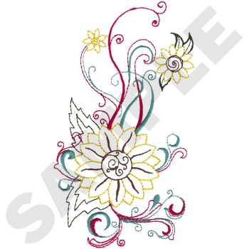 Swirling Sunflowers Machine Embroidery Design