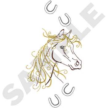 Mare and Horseshoes Machine Embroidery Design