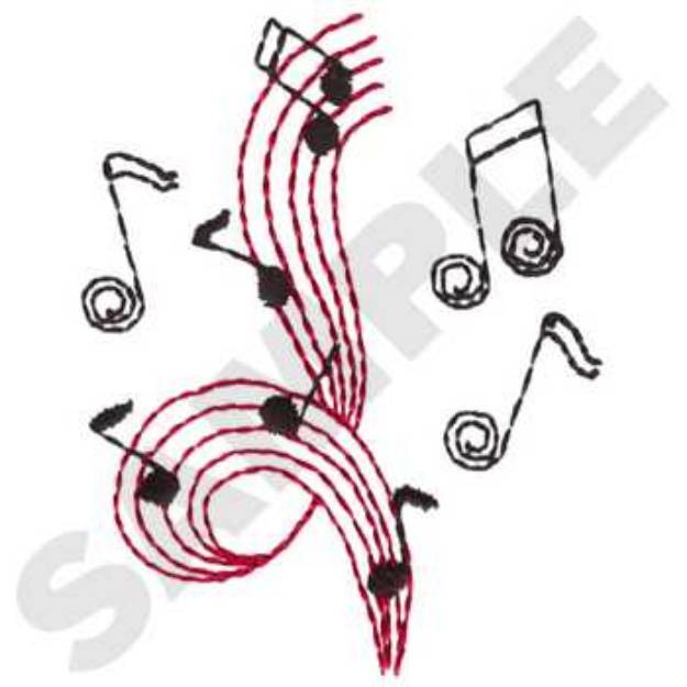 Picture of Musical Staff Machine Embroidery Design