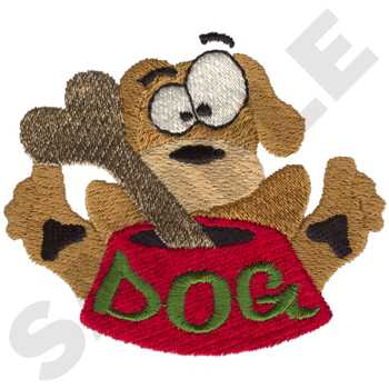 Dog With Food Bowl Machine Embroidery Design