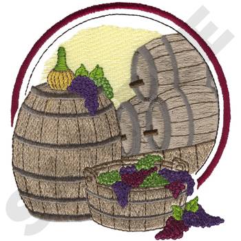 Wine Barrels Machine Embroidery Design