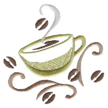 Coffee Cup Accent Machine Embroidery Design