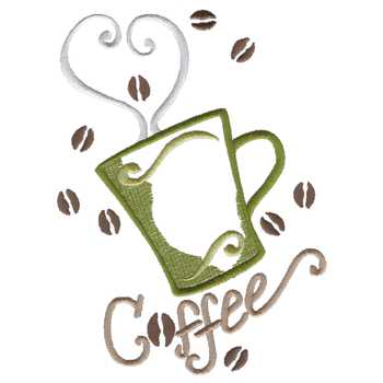 Coffee Mug Machine Embroidery Design