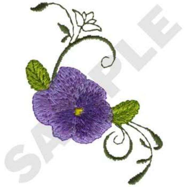 Picture of Pansy With Scrolls Machine Embroidery Design