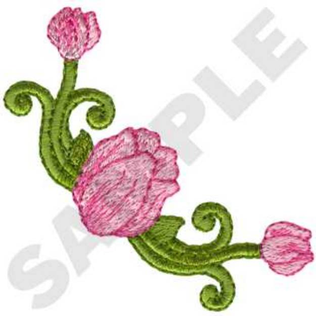 Picture of Swiriing Tulip Corner Machine Embroidery Design