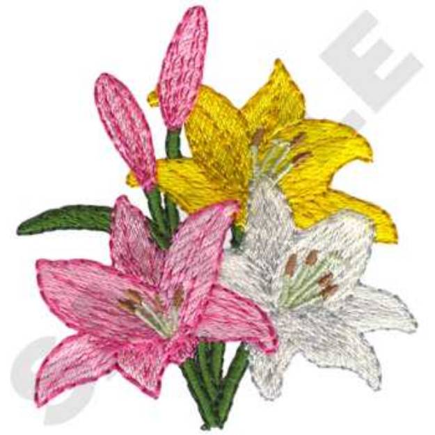 Picture of LIly Bouquet Machine Embroidery Design