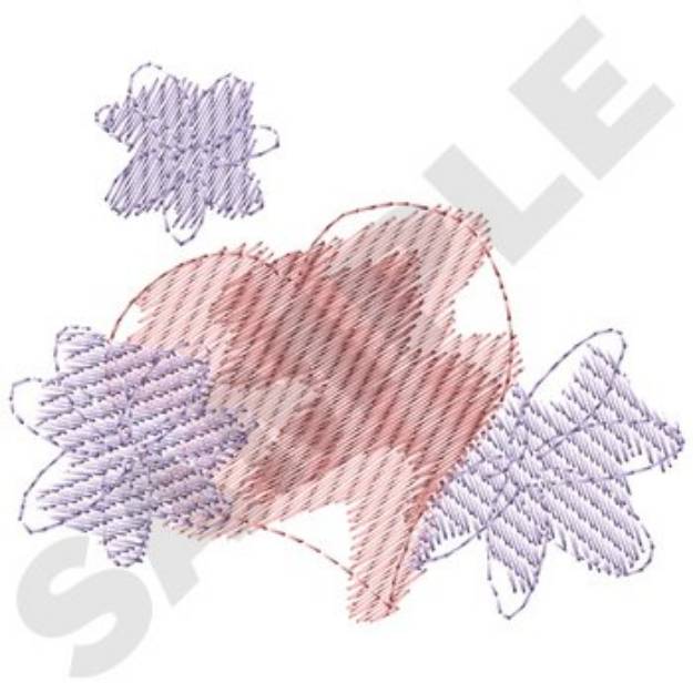 Picture of Heart And Floral Machine Embroidery Design