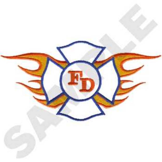 Picture of Fire Department Cross Machine Embroidery Design
