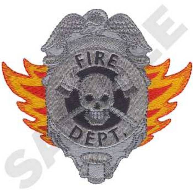 Picture of Skull Fire Badge Machine Embroidery Design