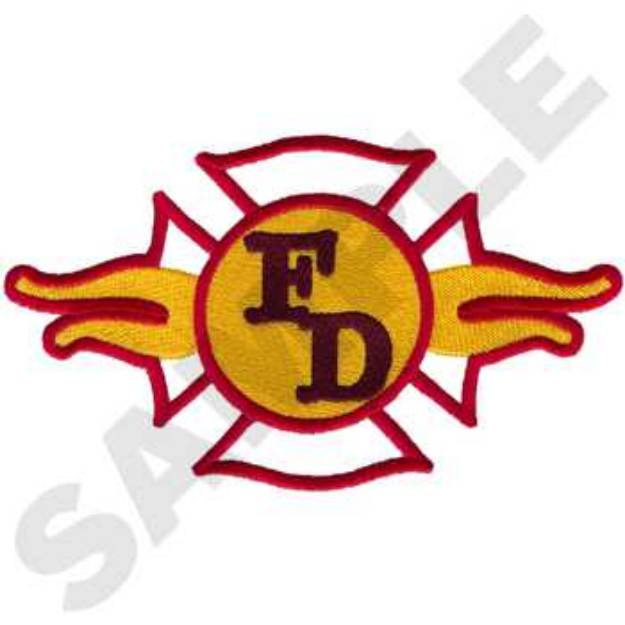 Picture of Flaming Maltese Cross Machine Embroidery Design