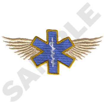 Winged Star Of Life Machine Embroidery Design