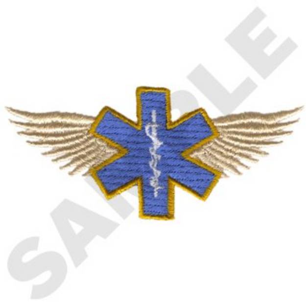 Picture of Winged Star Of Life Machine Embroidery Design